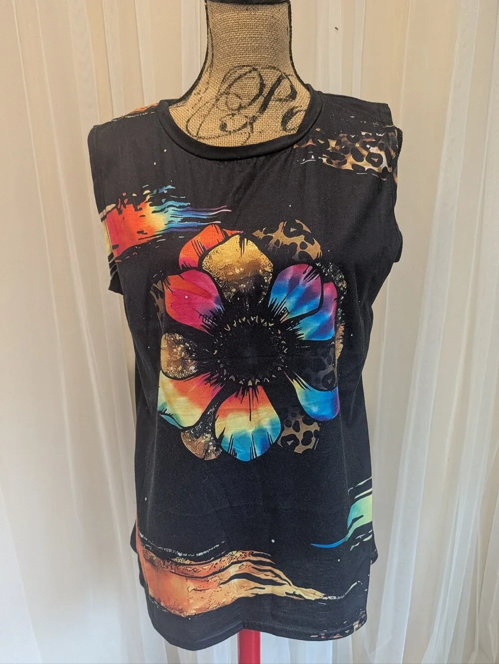 Tank with Rainbow Floral Print